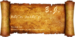 Bán Jolán névjegykártya