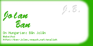 jolan ban business card